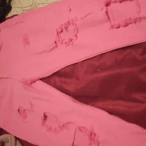 Distress Pink  Skinny Jean